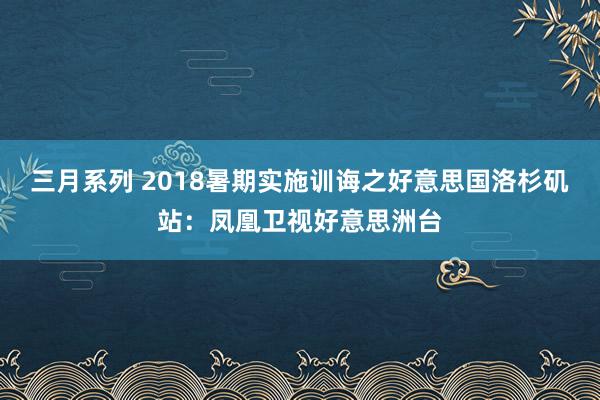 三月系列 2018暑期实施训诲之好意思国洛杉矶站：凤凰卫视好意思洲台