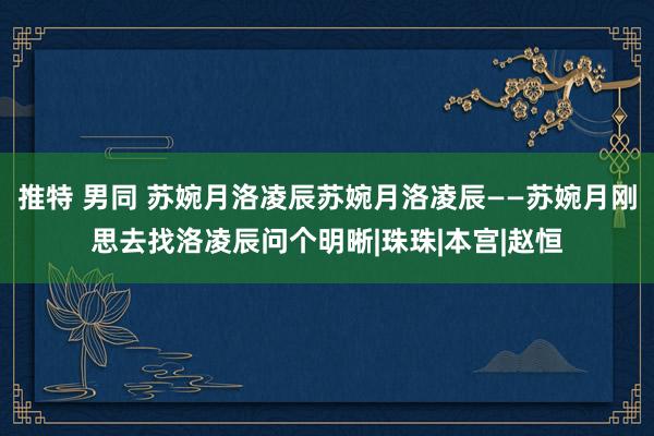 推特 男同 苏婉月洛凌辰苏婉月洛凌辰——苏婉月刚思去找洛凌辰问个明晰|珠珠|本宫|赵恒